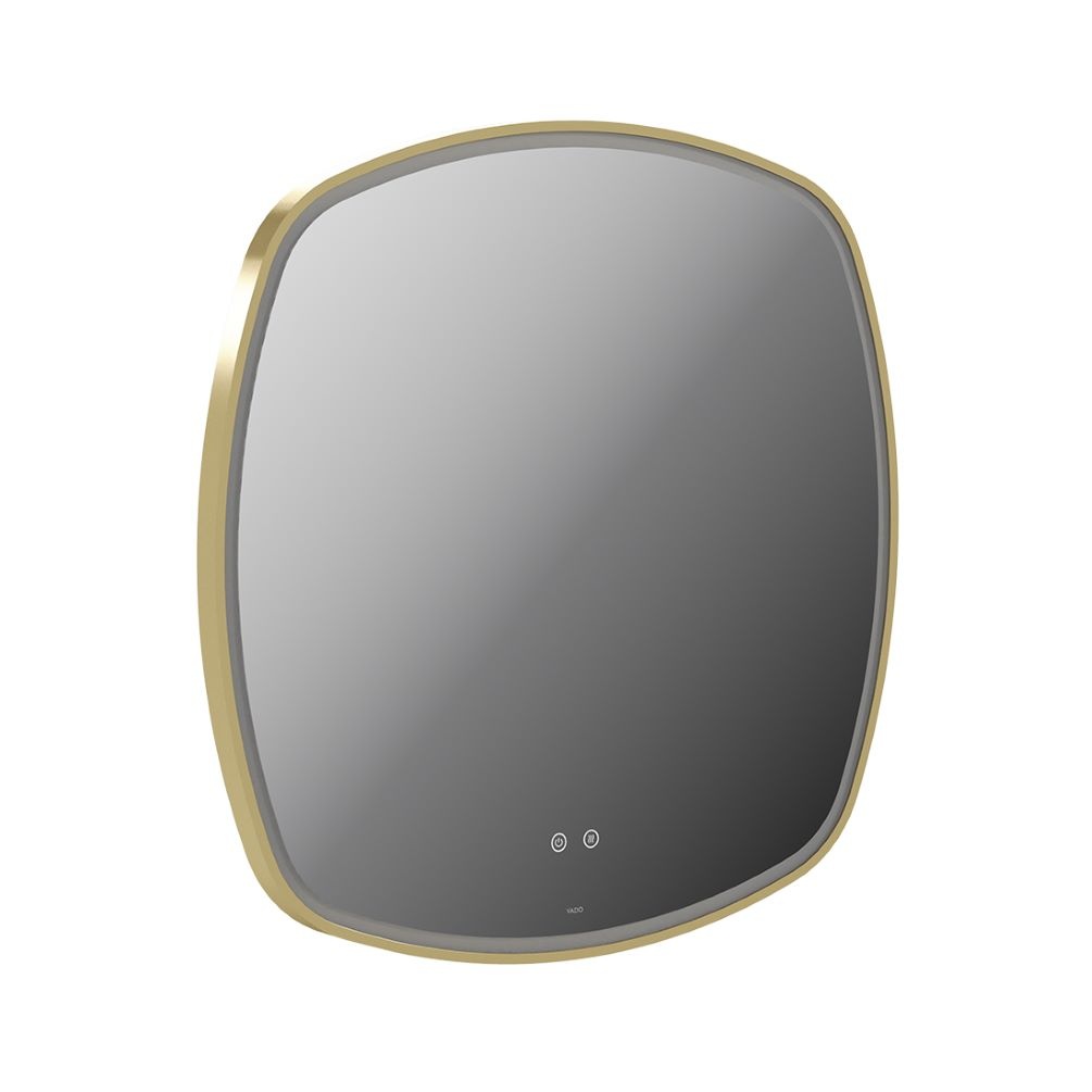 Cut out image of Vado Cameo 800mm Illuminated Soft Square Satin Brass Mirror